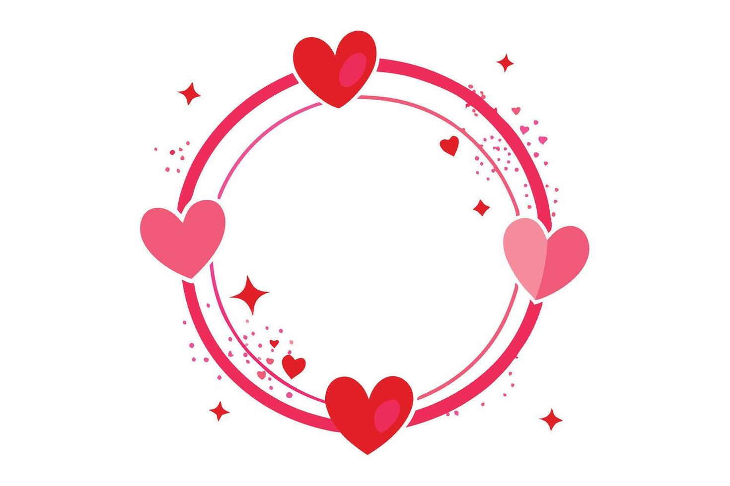 Festive Hearts Circle with Pink Accents and Stars on White Background Design vector