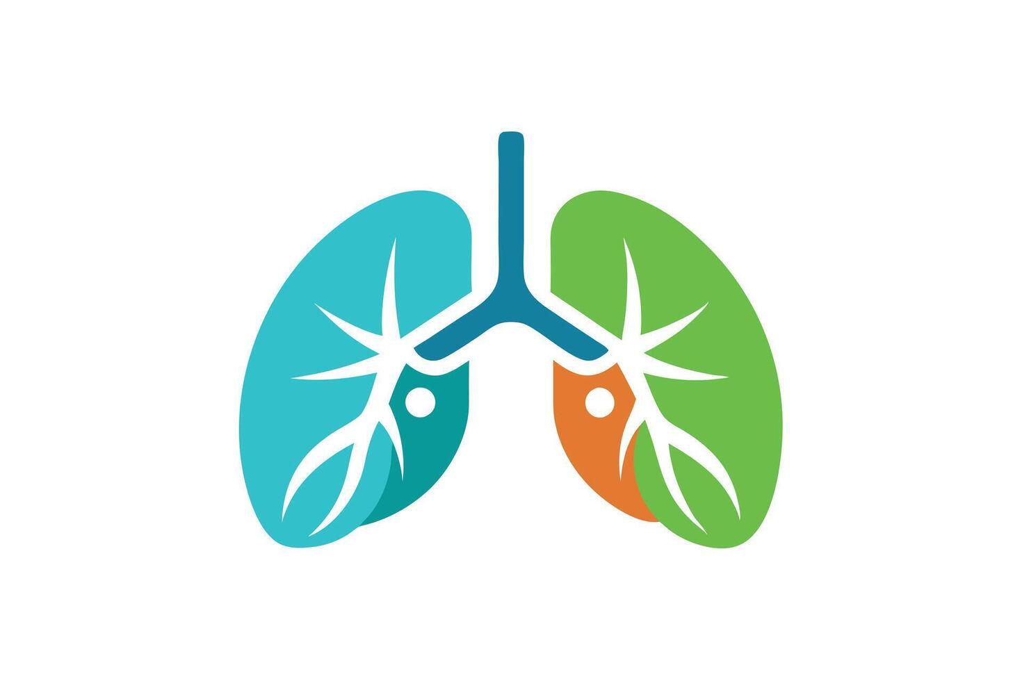 Colorful Lung Blue, Green and Orange Lung Design on White vector