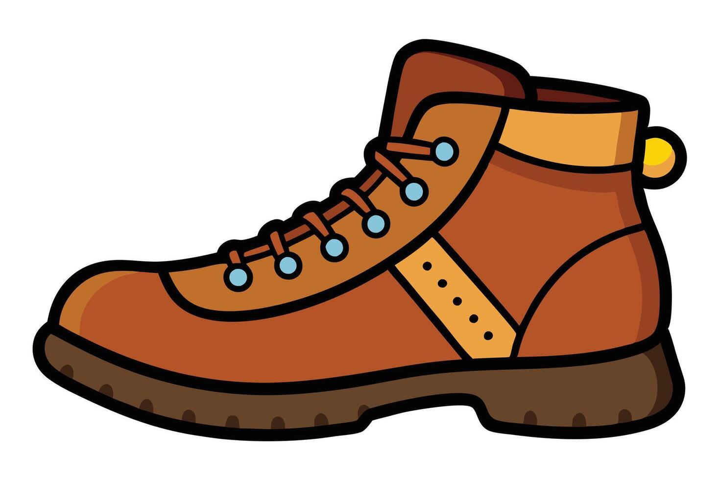 Isolated Brown Leather Cartoon Hiking Boot with Laces on White Background vector
