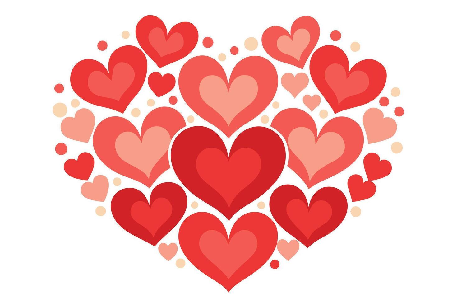 Heart Clipart on White Background, Red and Pink Hearts with Simple Design vector