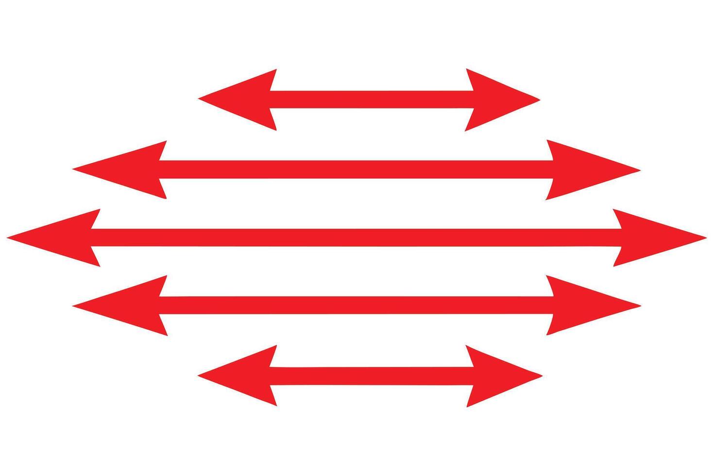Symmetrical Arrow Set Red Directional Arrows Centered Alignment White Background vector