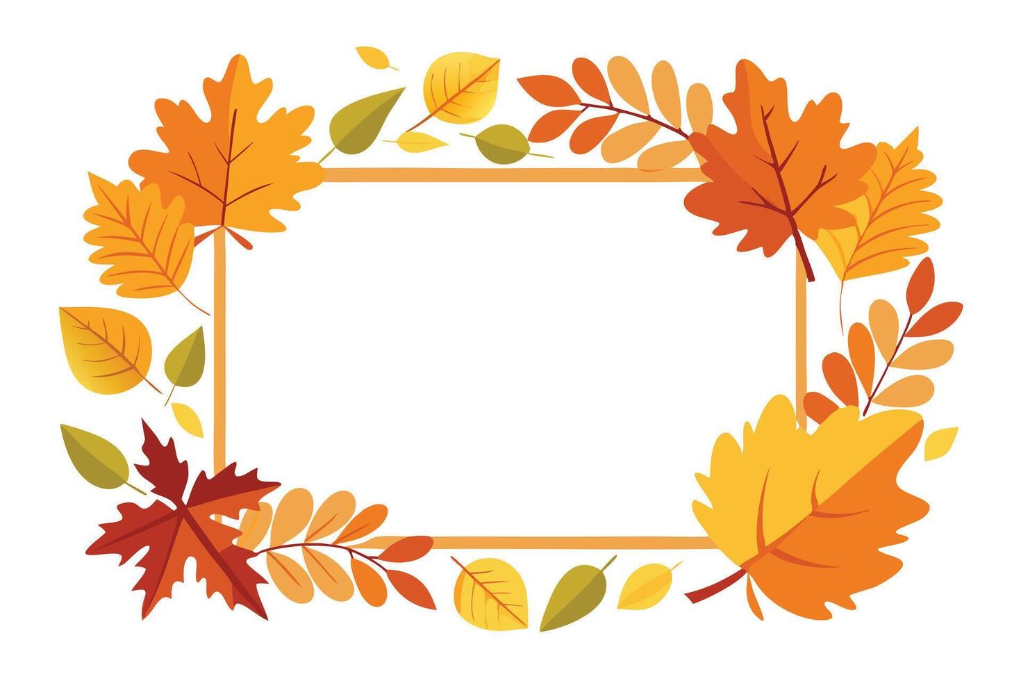 Autumn Leaves with Oak, Maple, and Twigs in Fall Colors on White Background vector