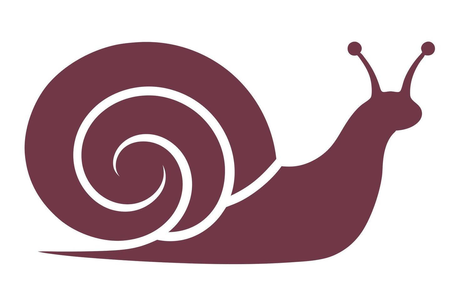 Maroon Snail Illustration, Simple Design, Antennas and Shell, Isolated on White vector