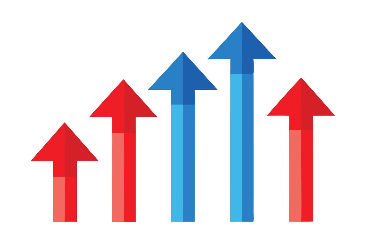 Upward Arrows Group on White Background Red and Blue Success, Progress, Growth vector