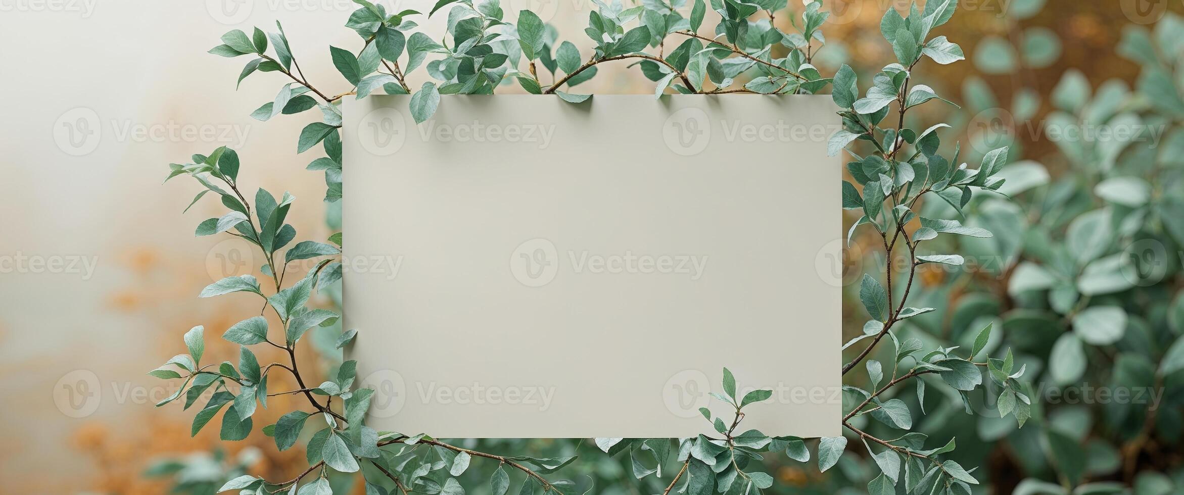Green Foliage Frame with Blank Space for Text. photo