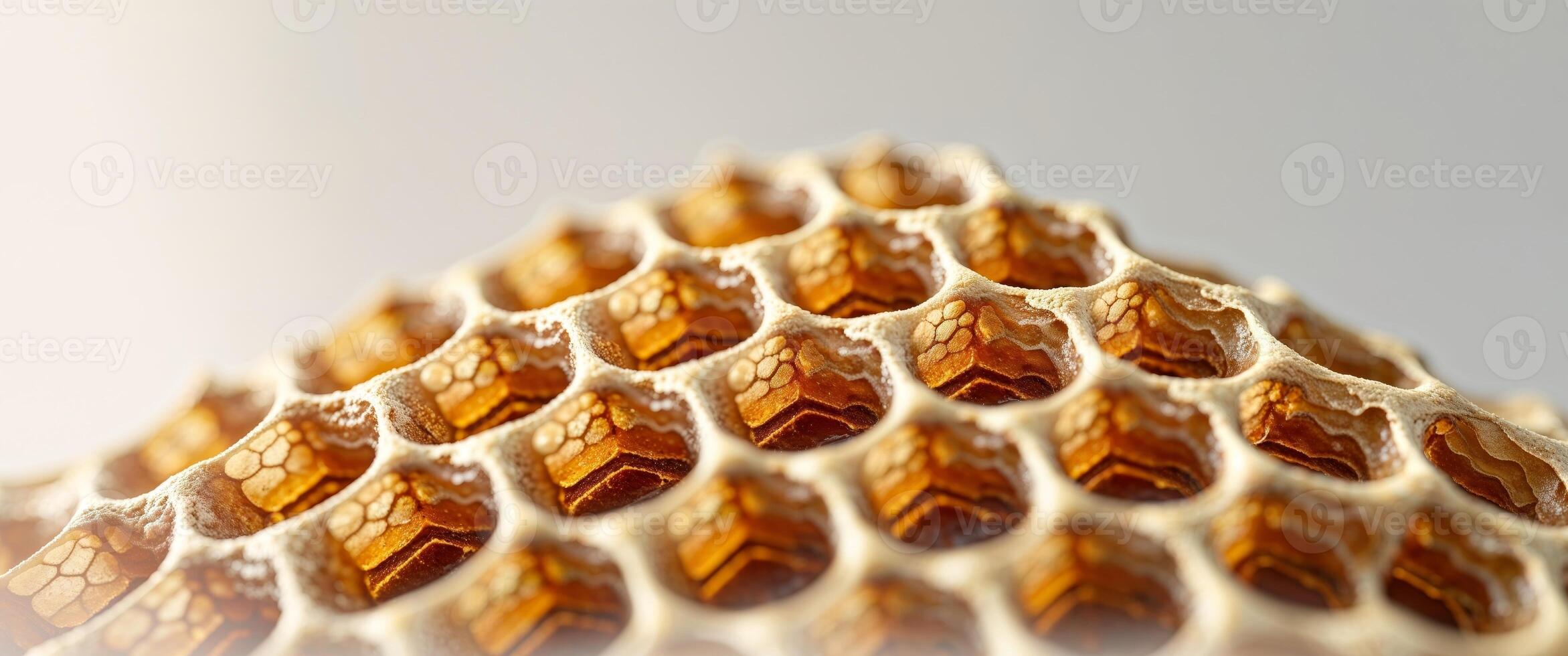 Golden Honeycomb Close Up Rich Texture and Amber Hues. photo