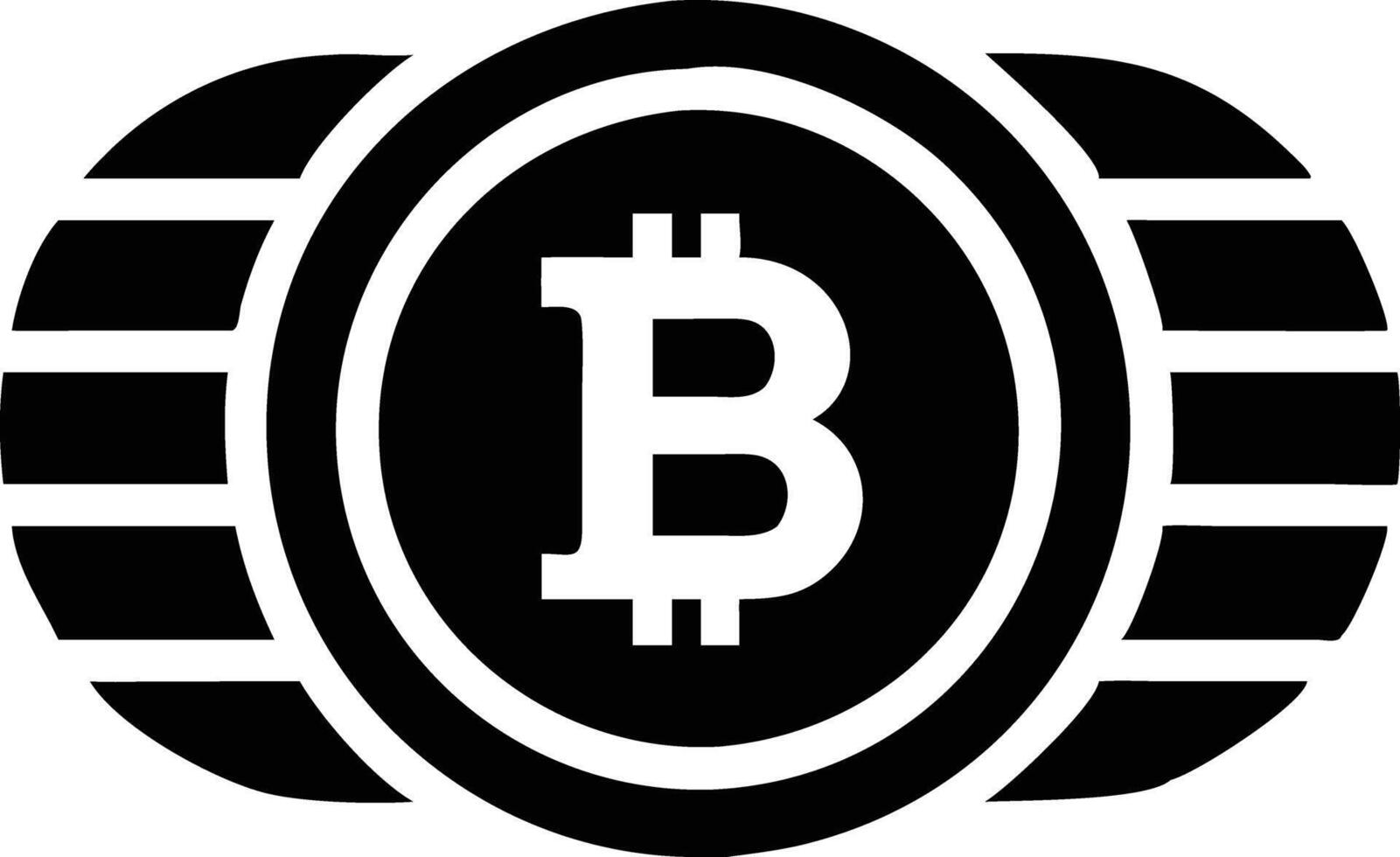 Bitcoin Logo Icon Design with Currency Symbol in Simple Black Silhouette Style vector