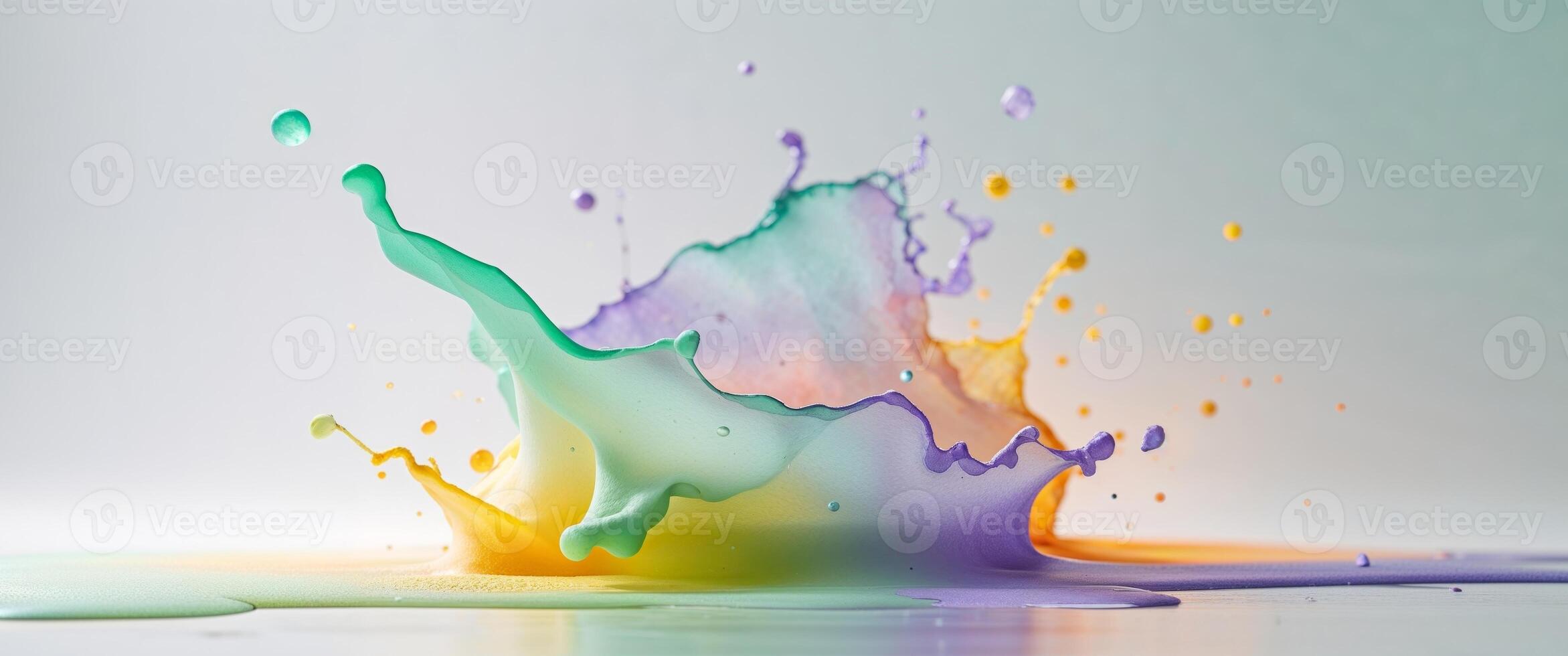 Colorful splash of paint on white background photo