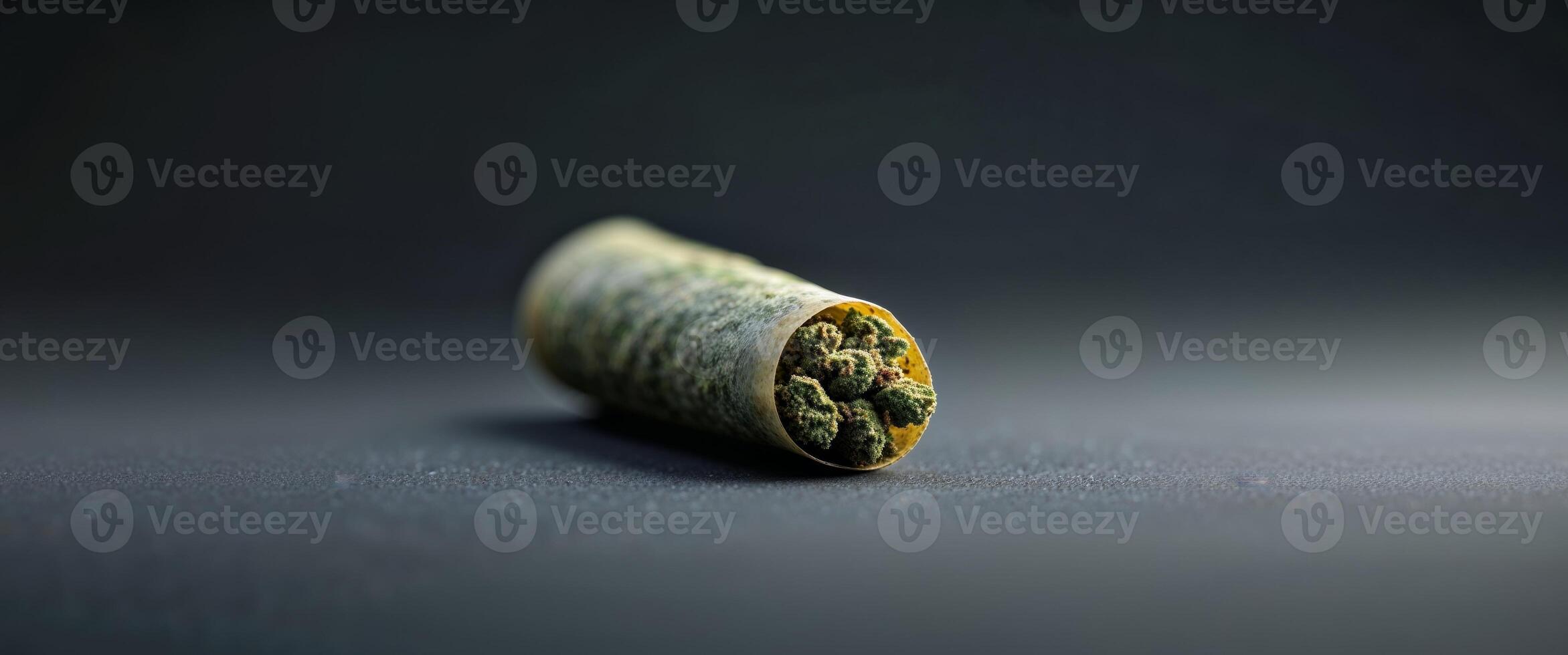 Close up of cannabis marijuana joint on dark background. photo