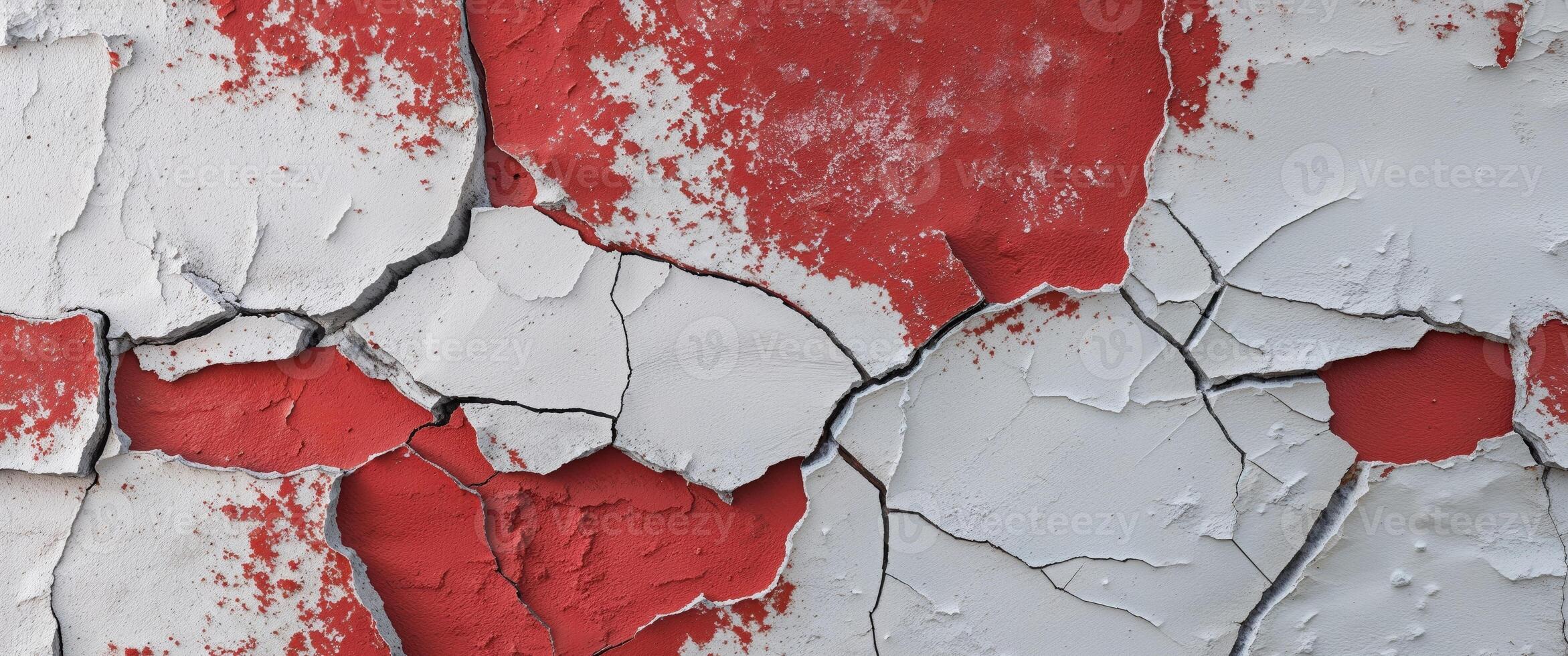 Weathered red and white cracked wall texture photo