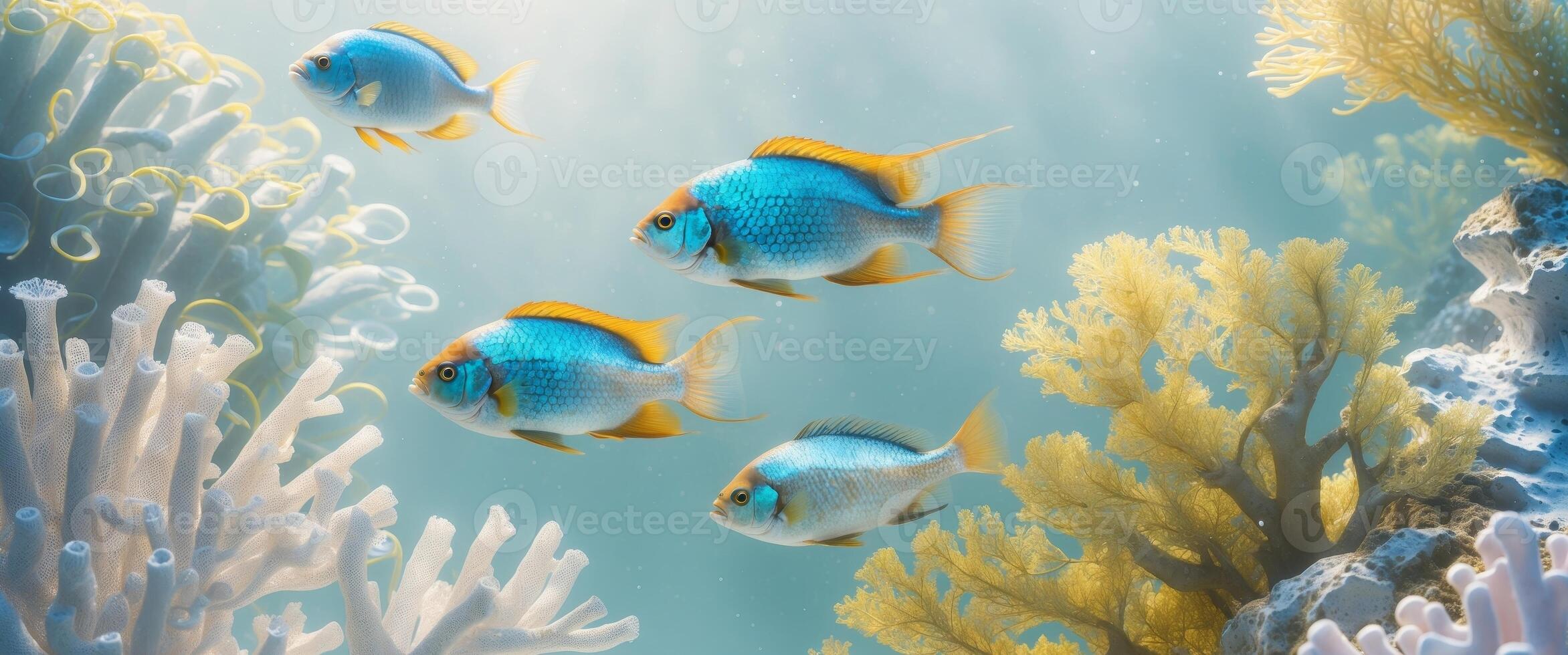 interdependence of fish and coral with its intricate food webs symbiotic relationships and delicate balance. photo