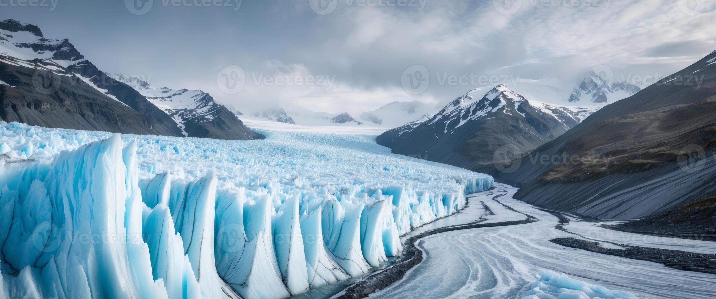 dynamic nature of glaciers representing continuous freezing and thawing processes and their impact on shaping land photo