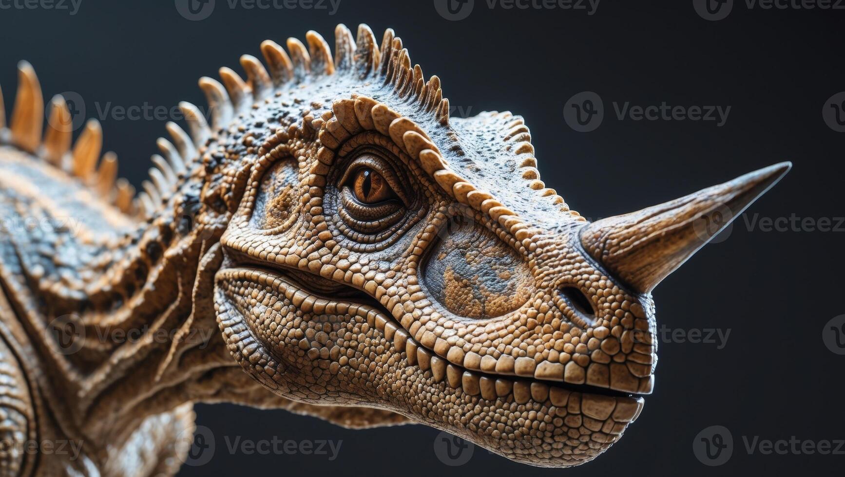 Iguanodon dinosaur on black background closeup photo