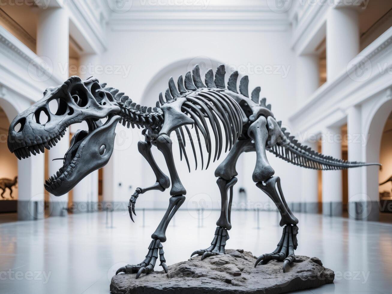 Sculpture of a dinosaur skeleton in the Museum of Natural History. photo