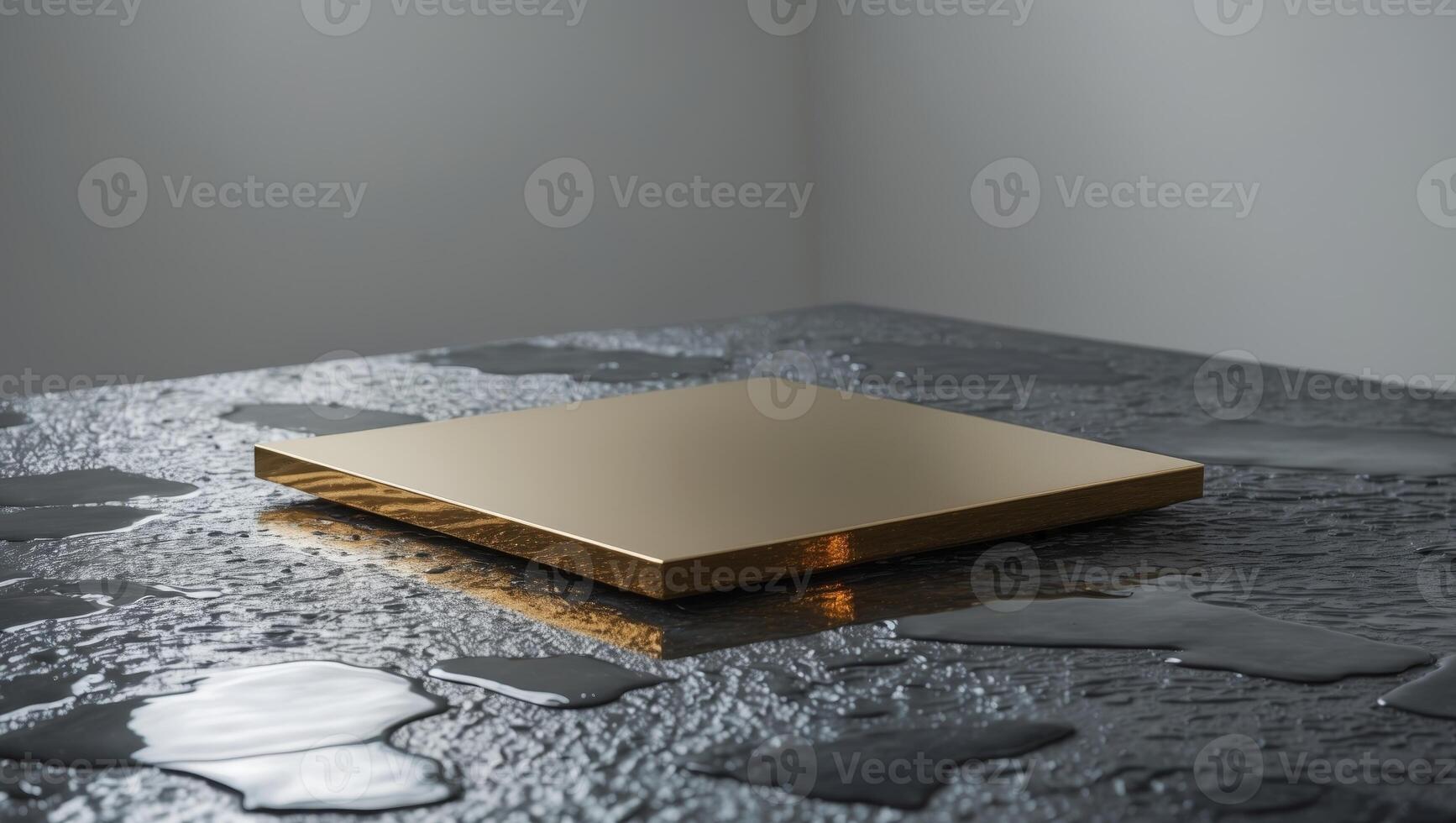 A square shaped object on a table with water photo