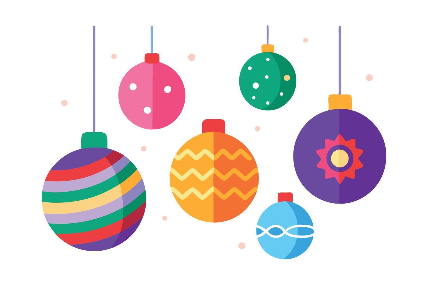 Colorful Christmas Balls Decorations with Flat Design on White Background vector