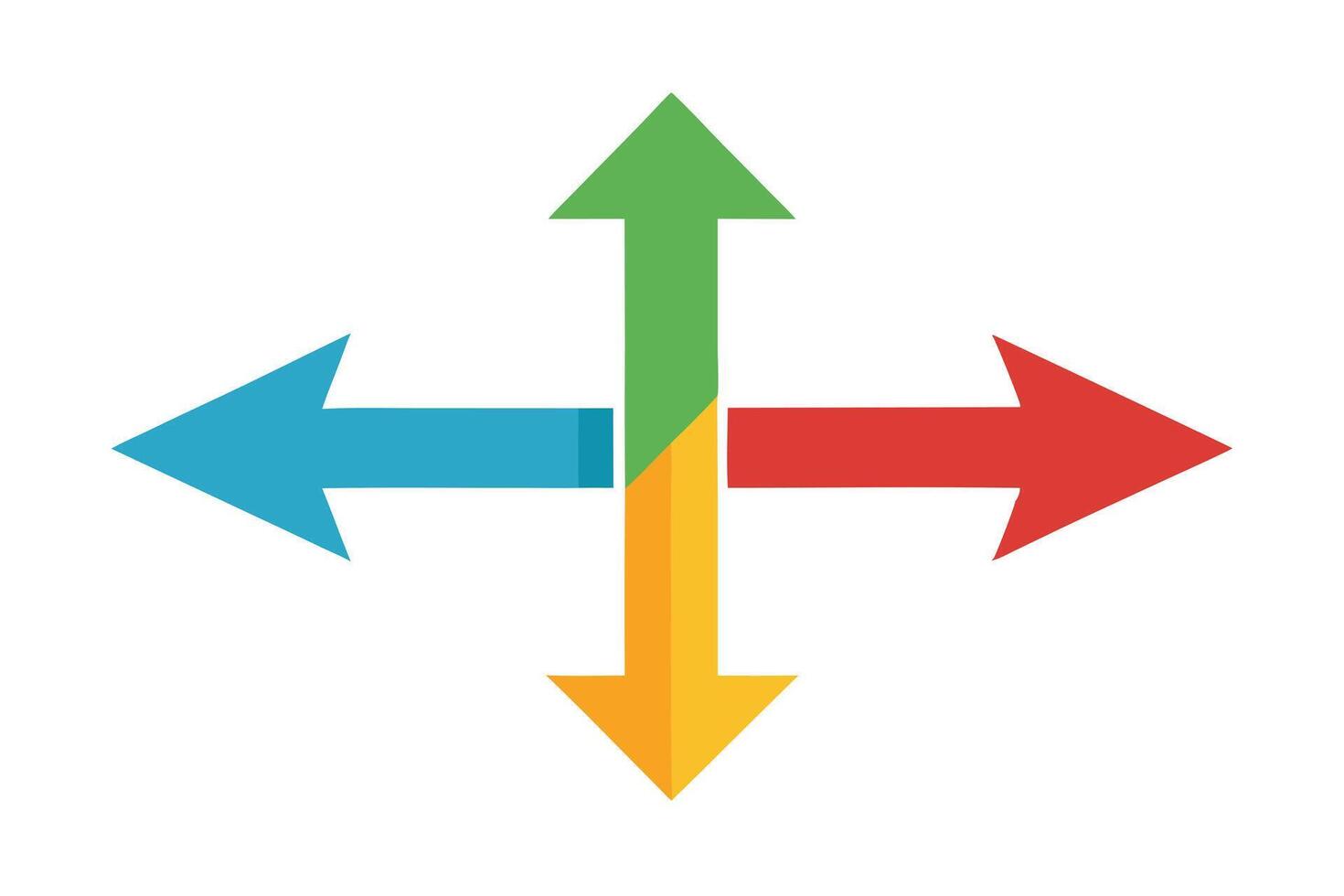 Colorful Arrow Directions Flat Design Green Up Blue Left Red Right Yellow Down vector