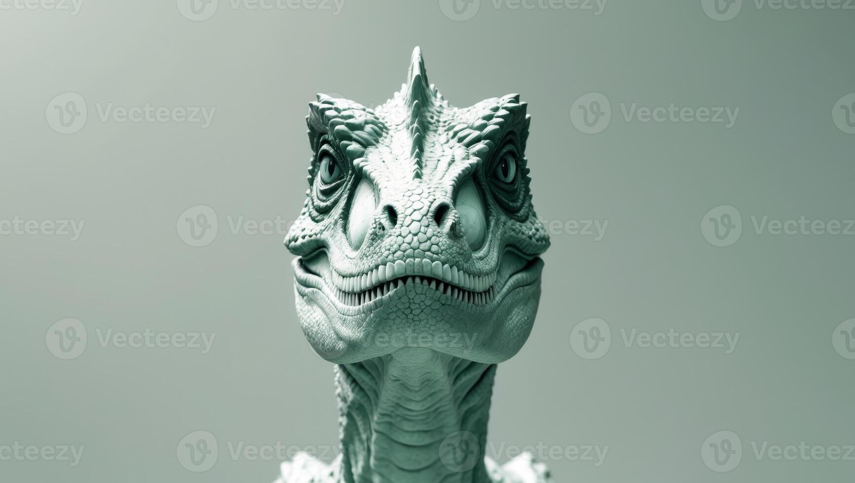 A close up of a dinosaur head with its mouth open photo