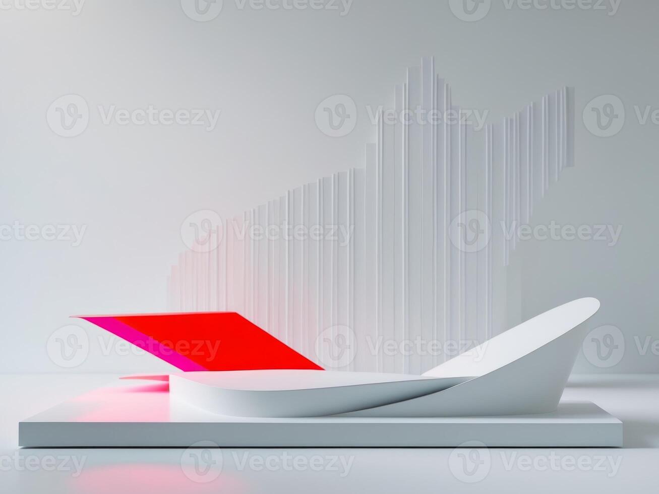 A white and red chair with a red light photo