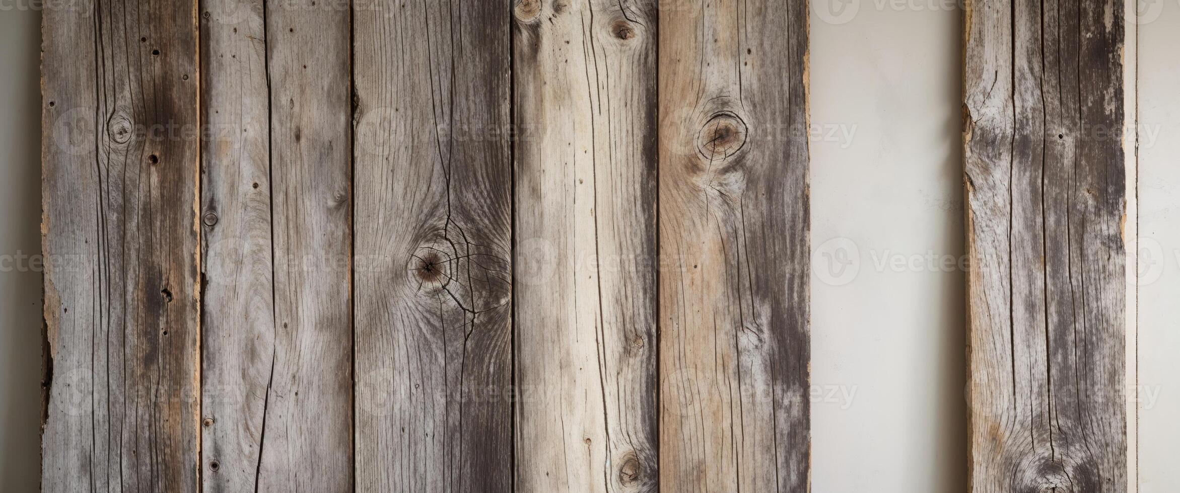 A close up of a wooden wall with a wooden plank photo