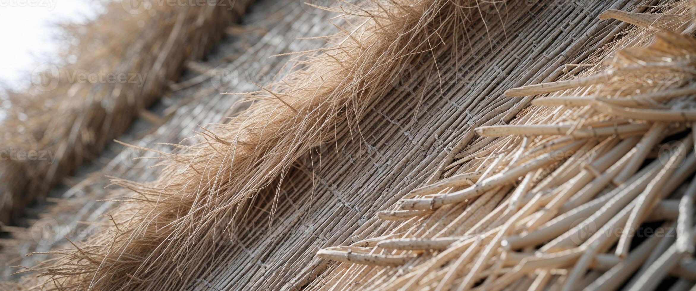 Rustic thatched roof texture for natural design and decoration projects photo