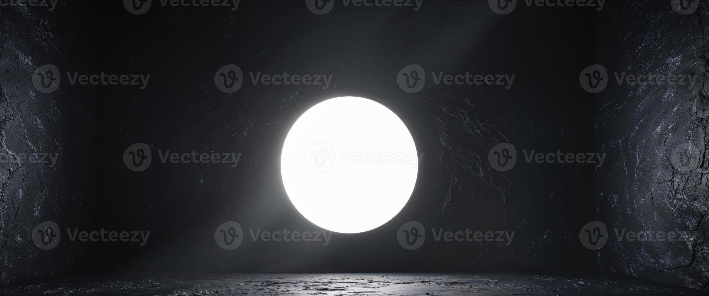 An empty room with a light shining through a hole photo