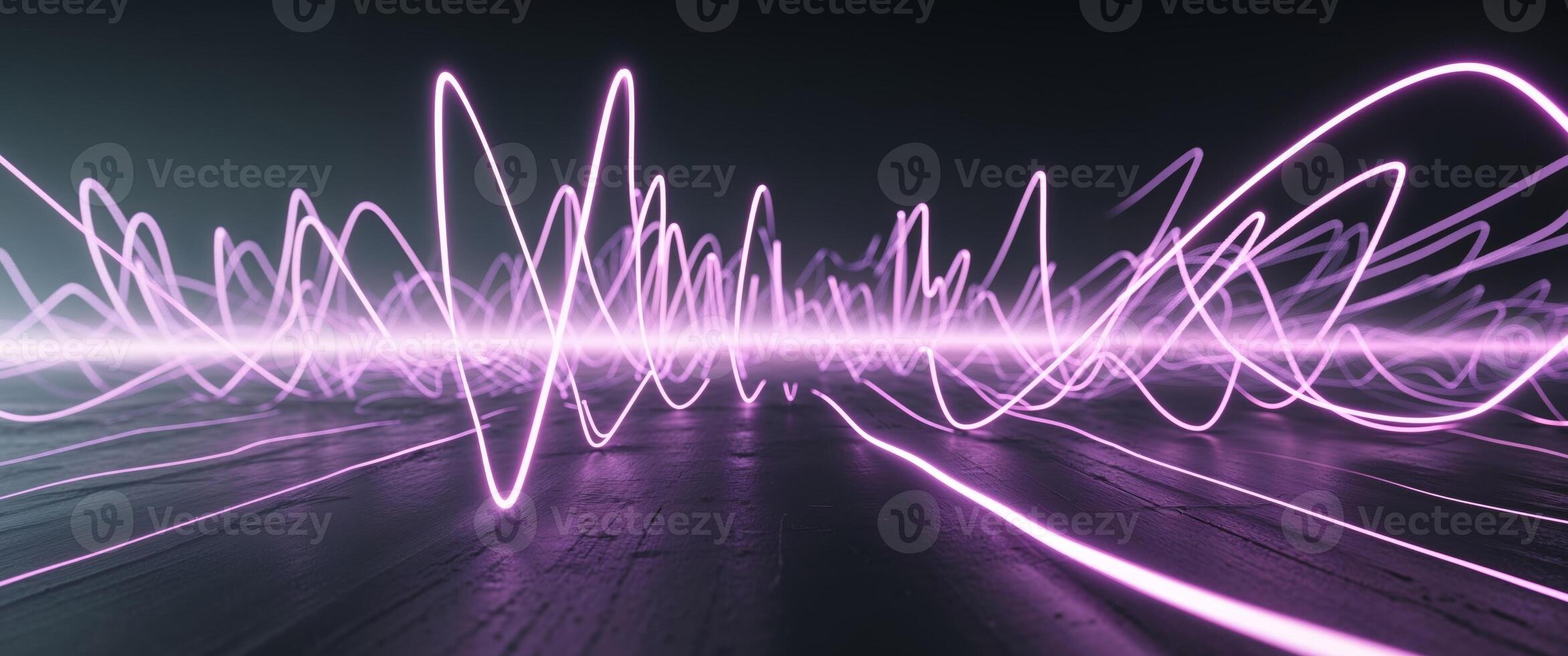 A purple light wave pattern is shown in the background photo