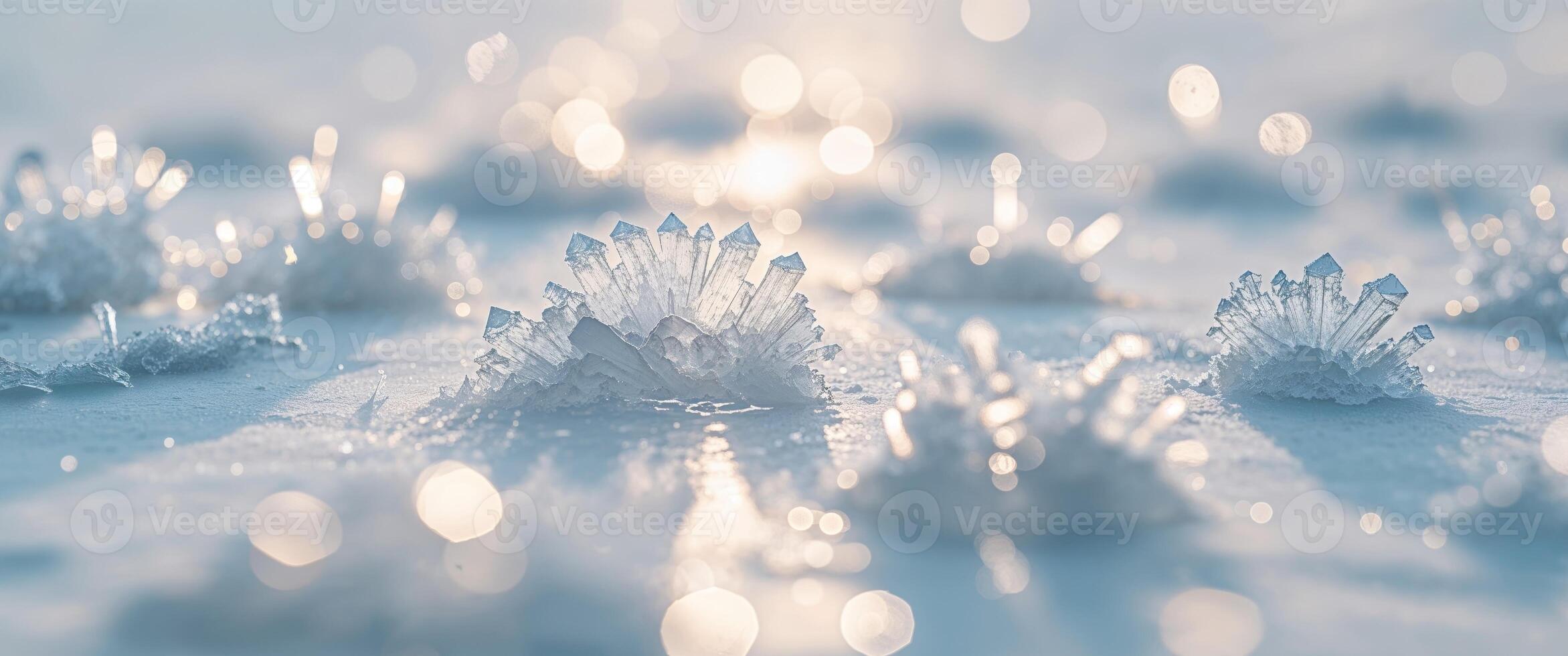 Frosty ice crystals on the ground photo