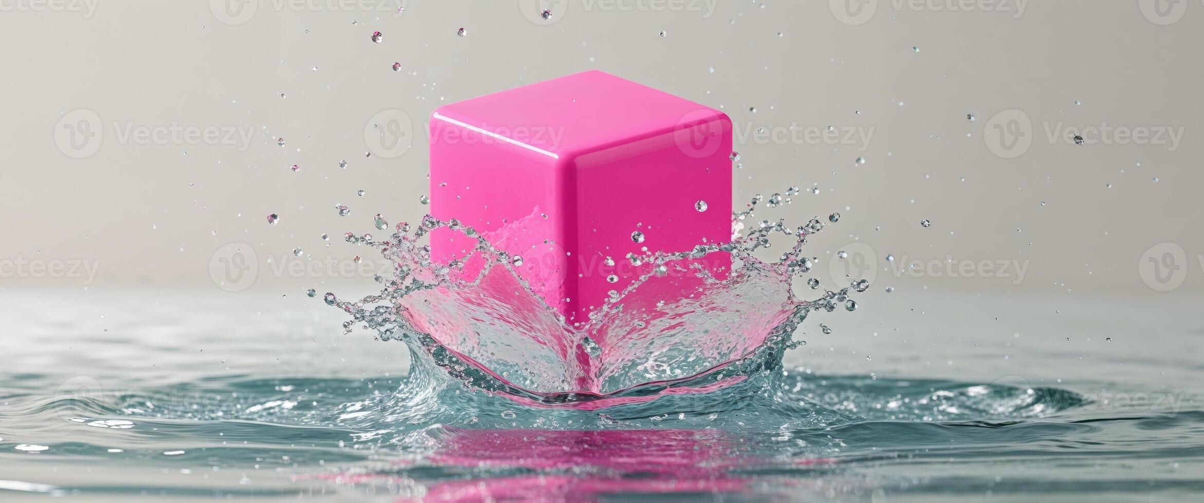 A pink object creating a water splash effect. photo