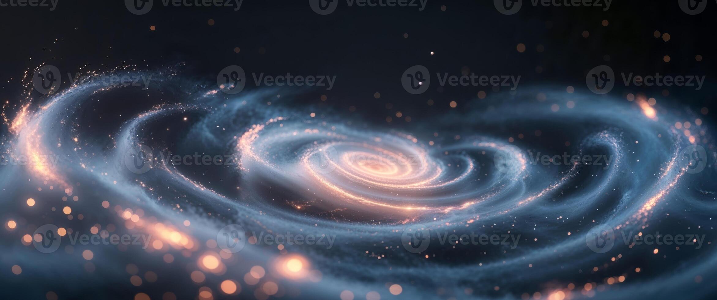 Abstract Spiral Galaxy with Glowing Particles photo