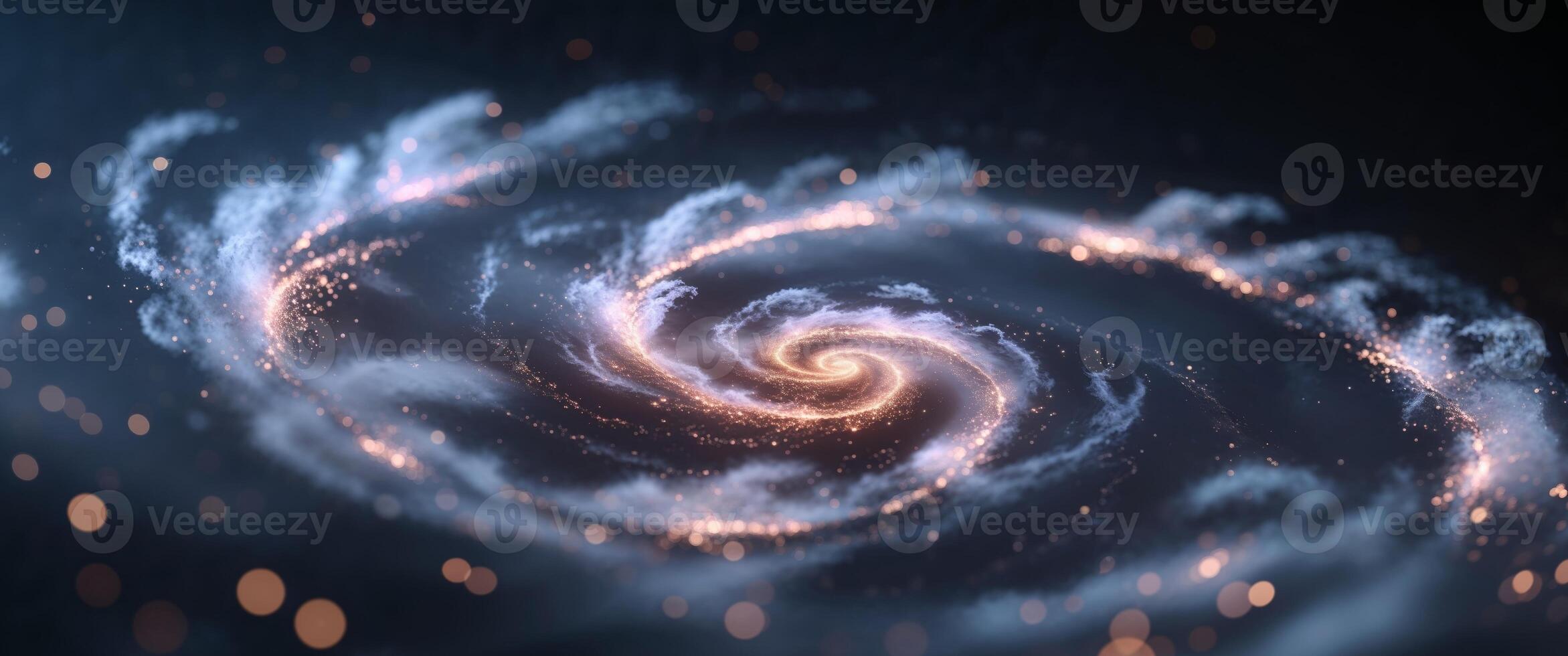 Abstract Spiral Galaxy with Glowing Particles. photo