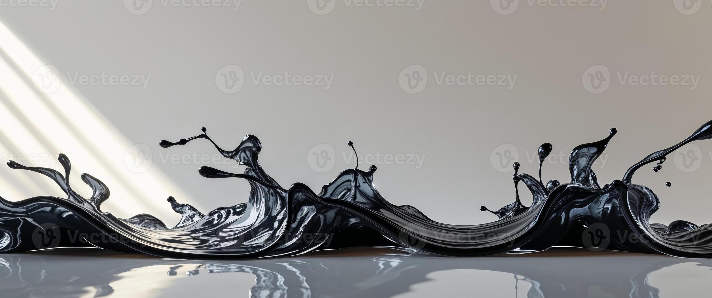 A black liquid splashing on a white surface photo