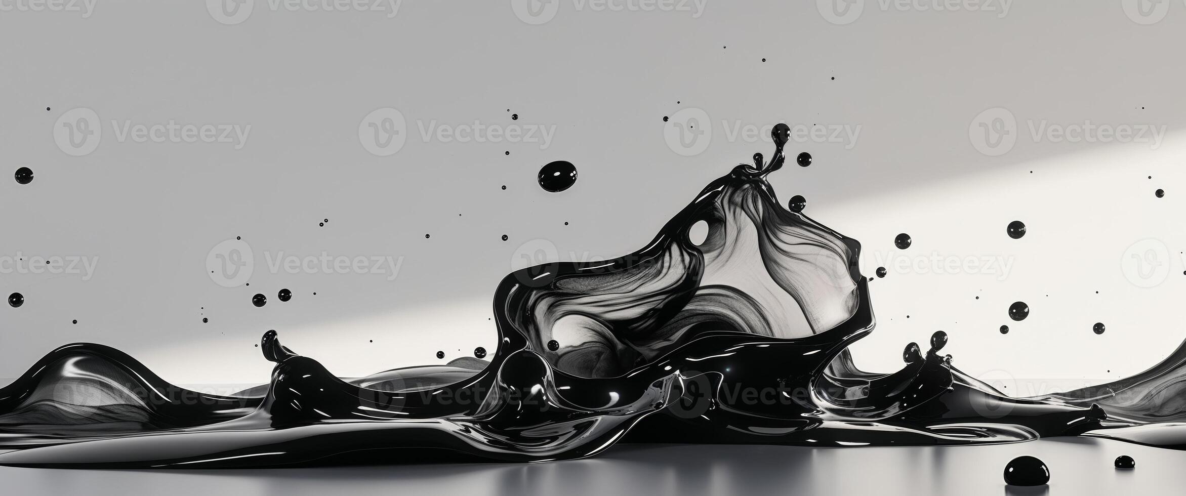 Abstract texture with flowing dark forms and glossy highlights. photo