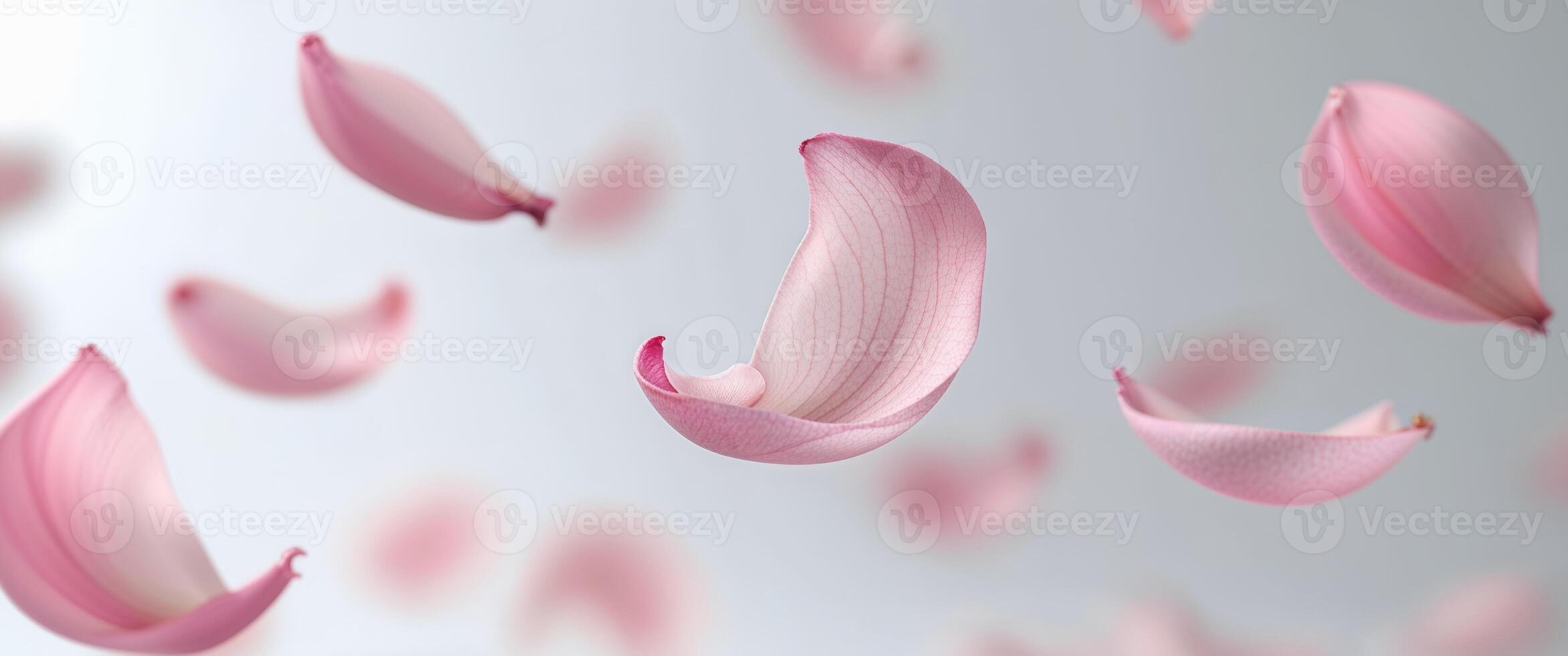 Pink flower petals floating delicately with gentle soft focus. photo