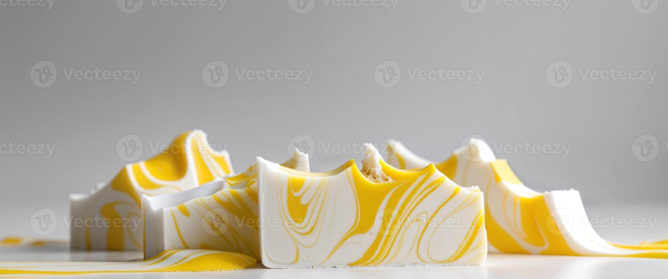 Abstract soap streaks with yellow and cream swirls for creative design photo