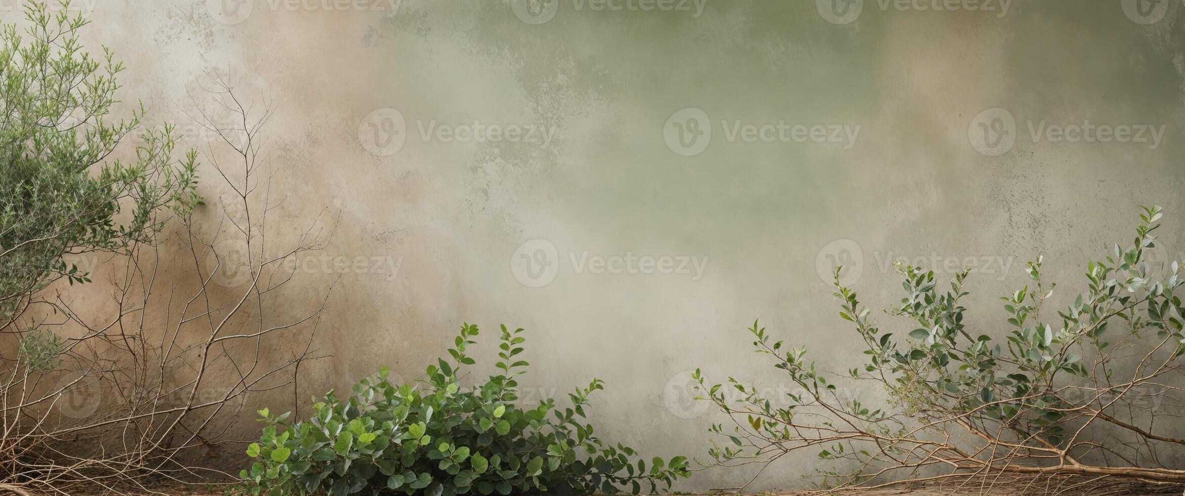 Earthy background with scrub and green foliage for natural design. photo