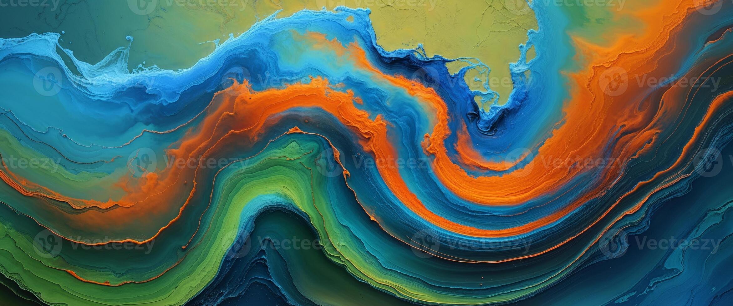 Abstract Swirl of Blue Orange and Green on Textured Background photo