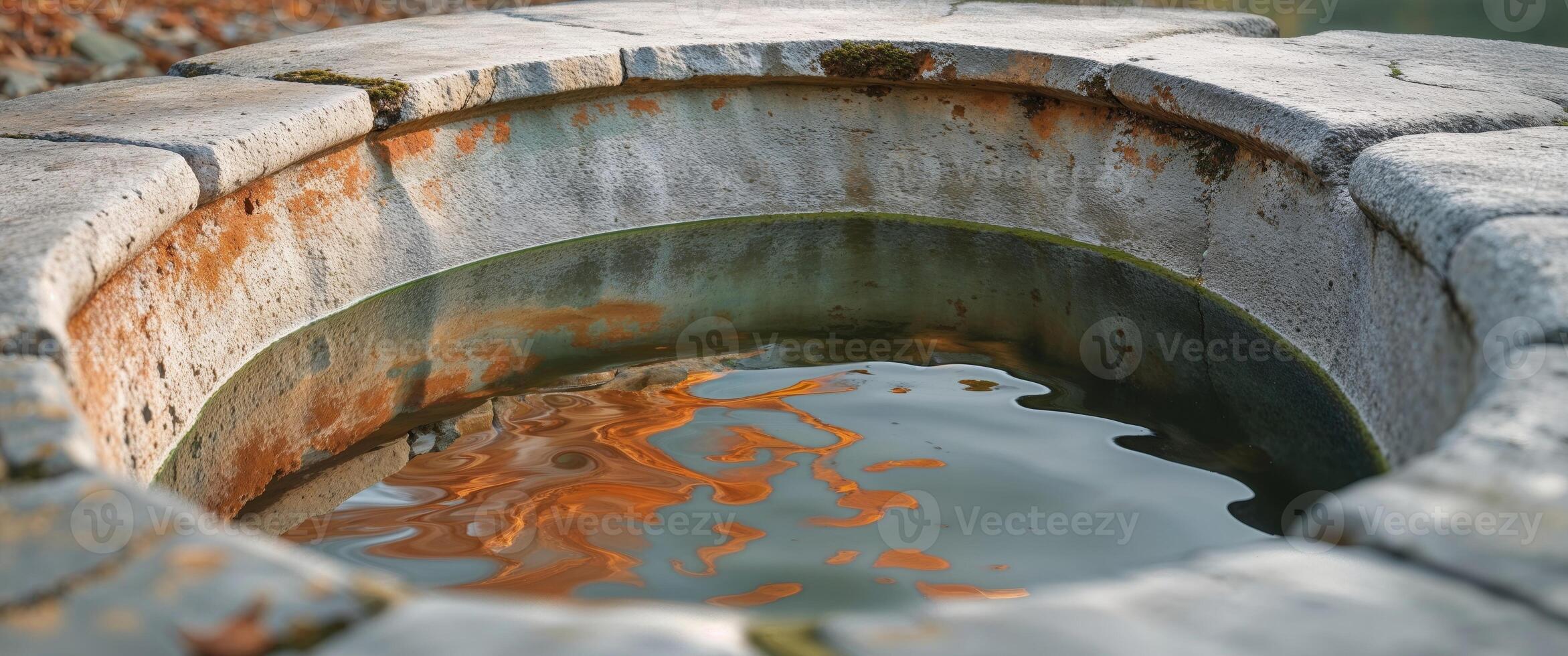 Autumnal Lake Reflection in a Stone Basin photo