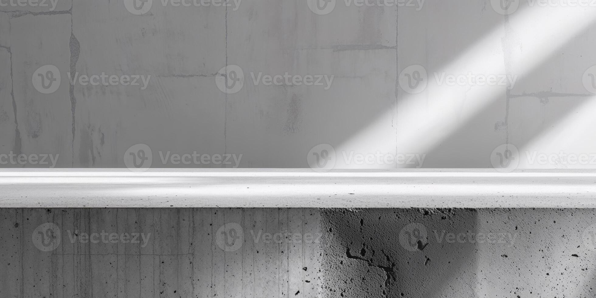 A concrete wall with a light shining on it photo