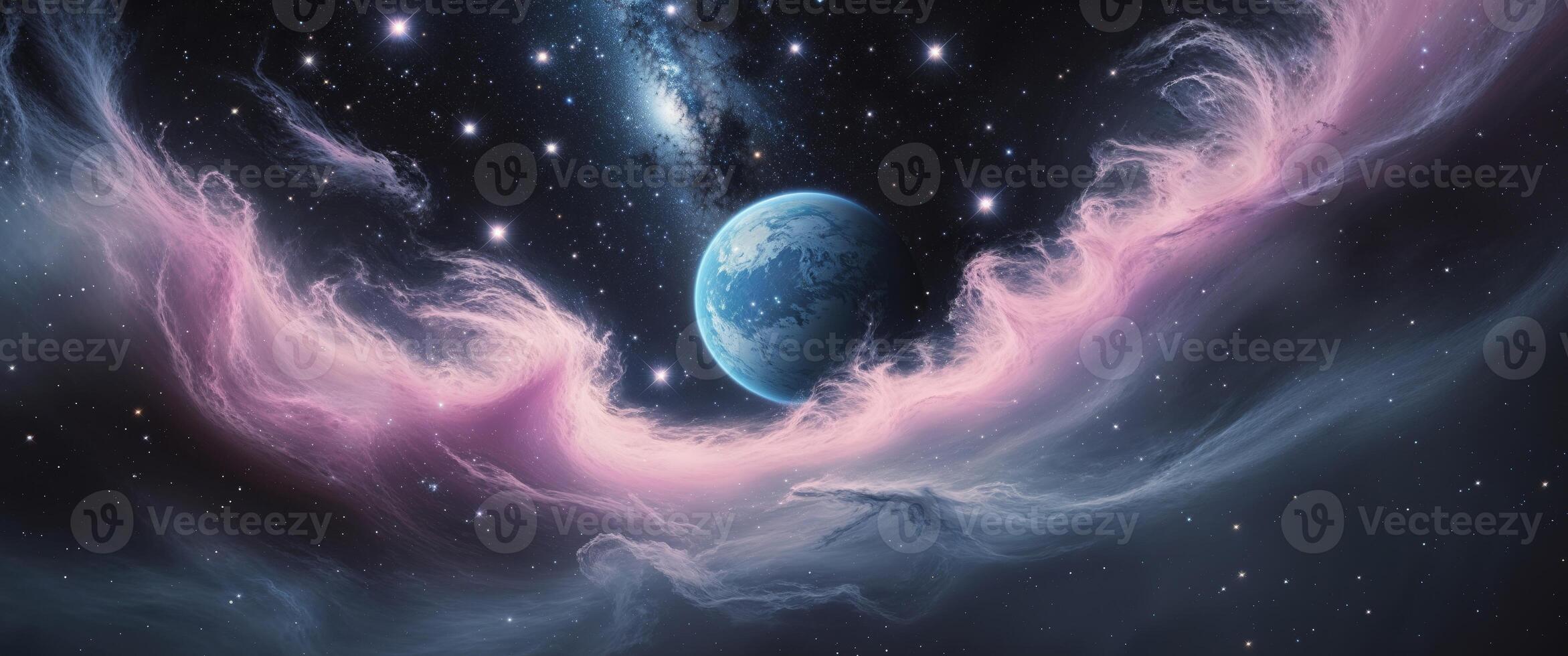 A space scene with a planet and stars photo