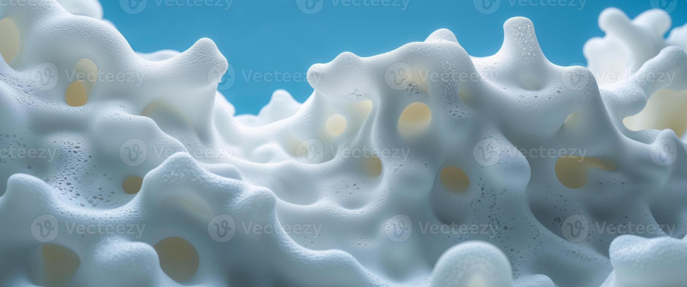 A close up of foam on a blue background photo