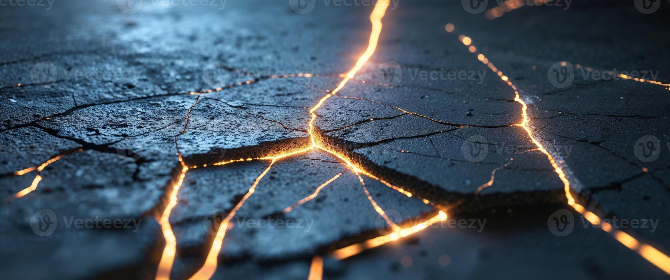 A close up of a crack with lightning photo