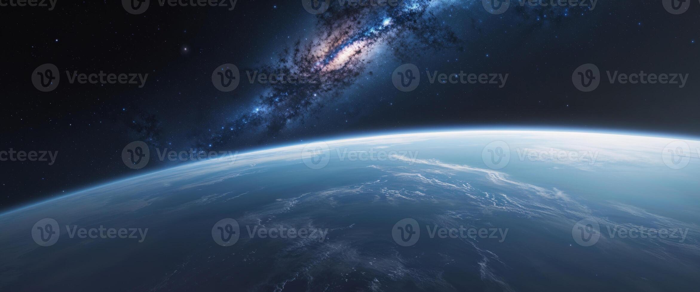 Stunning view of Earth from space highlighting the Milky Way galaxy photo