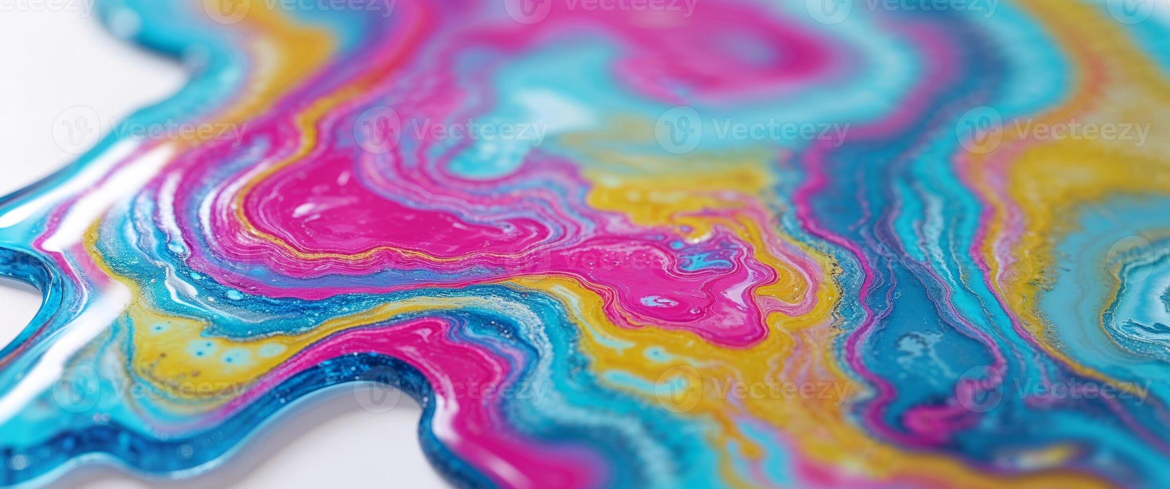 Vivid resin art texture with swirling colors for creative backgrounds and design. photo