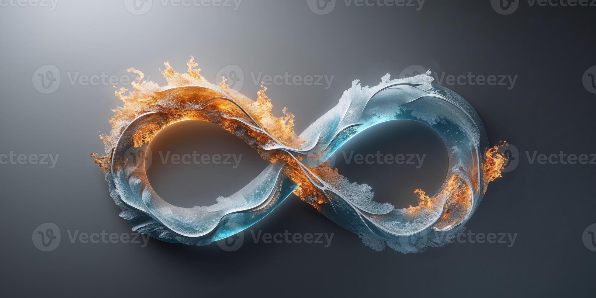 Intertwined Fire and Ice Infinity Symbol Design. photo