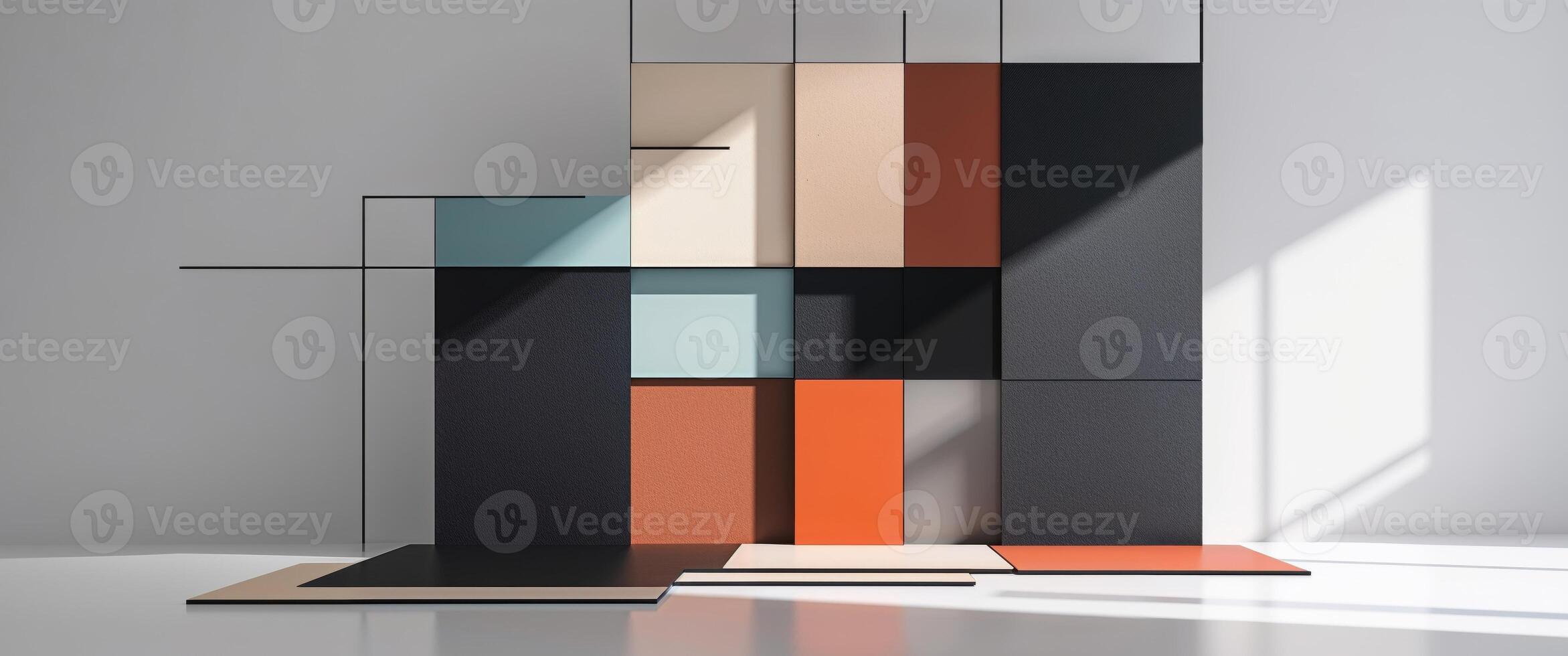 The artwork Abstract Composition of Dark and Light Panels features diverse colors and visuals photo