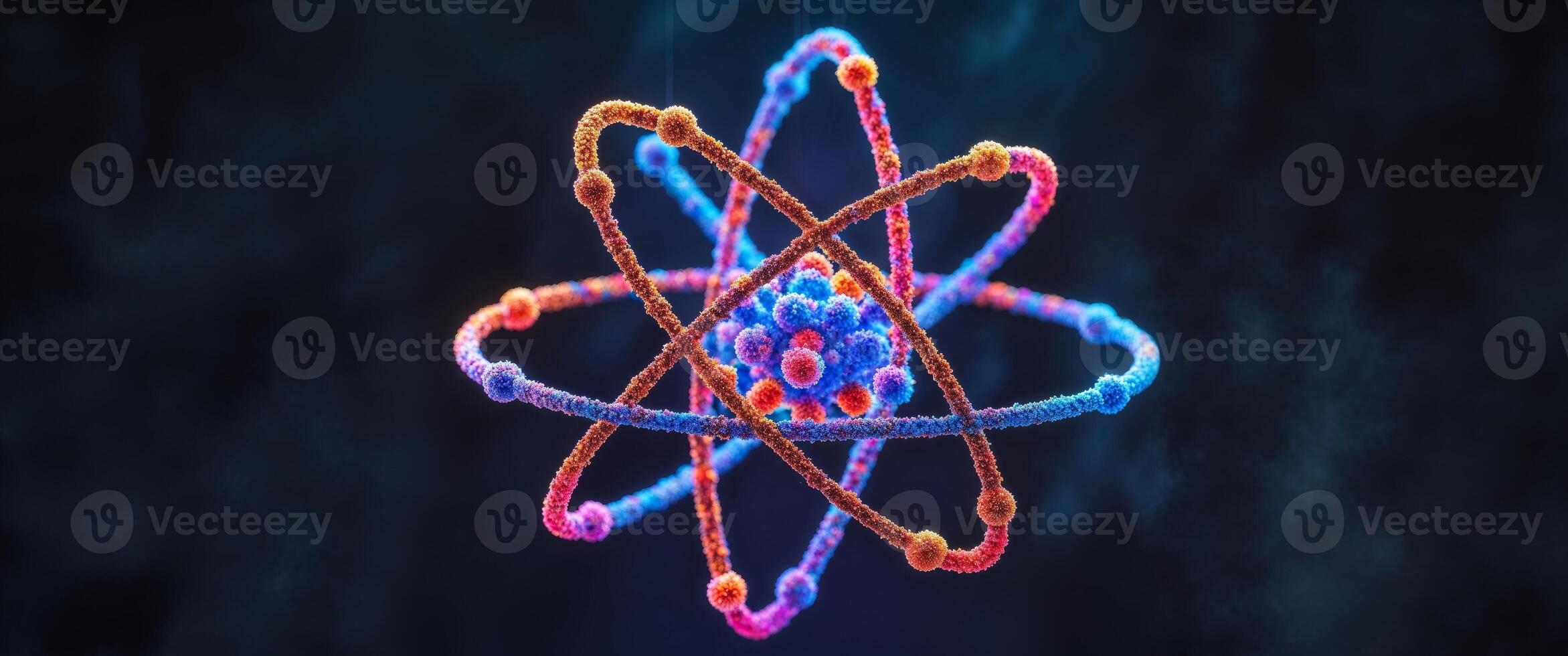 Colorful atomic model on dark background. photo