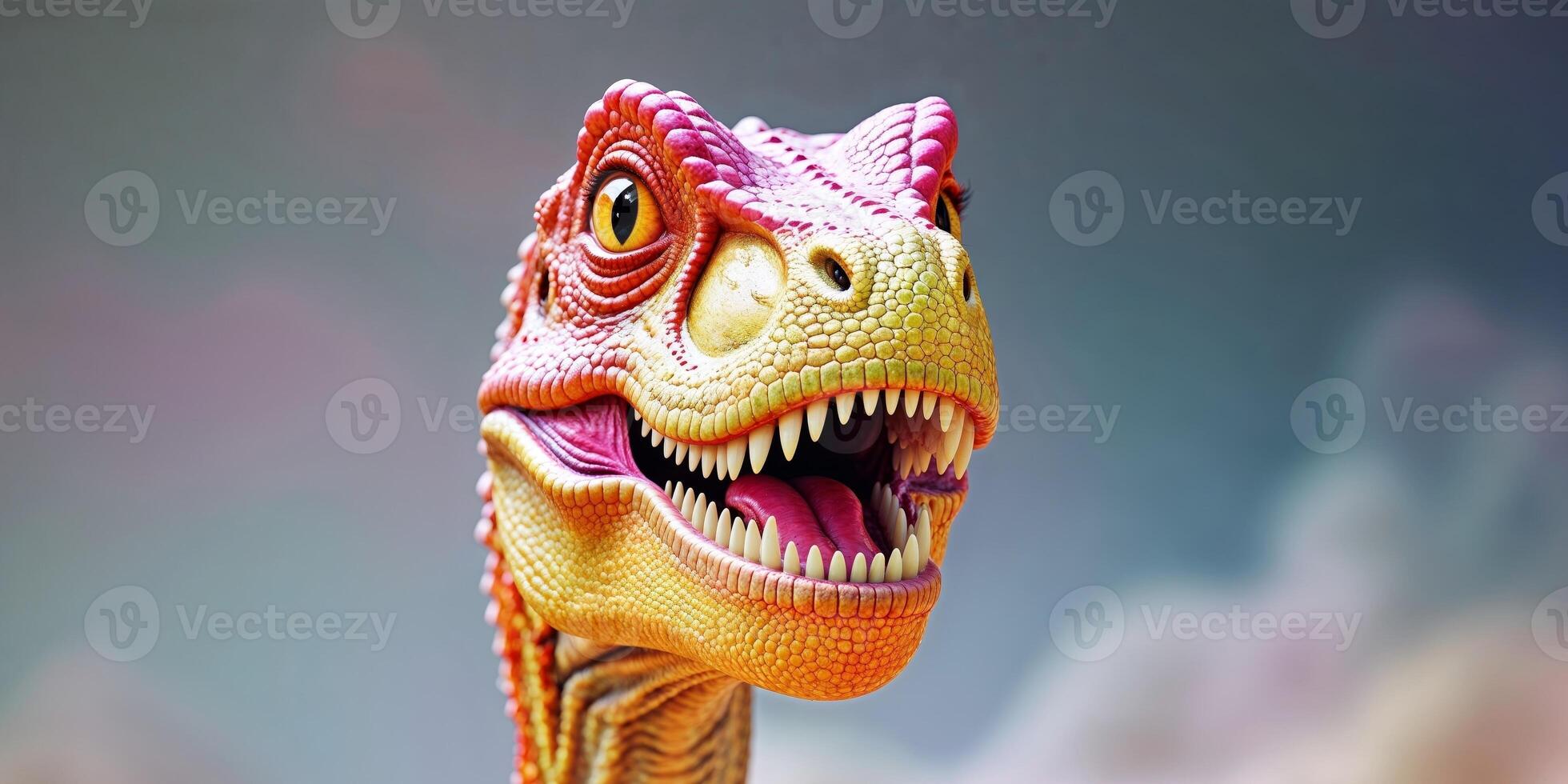 A colorful dinosaur with a big smile on its face photo