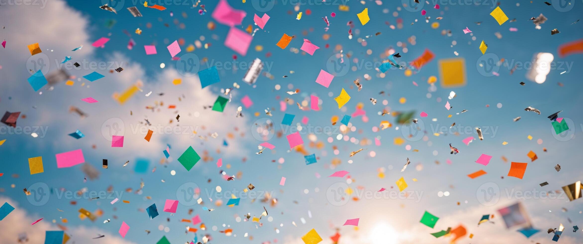 Confetti falling on a sunny day photo