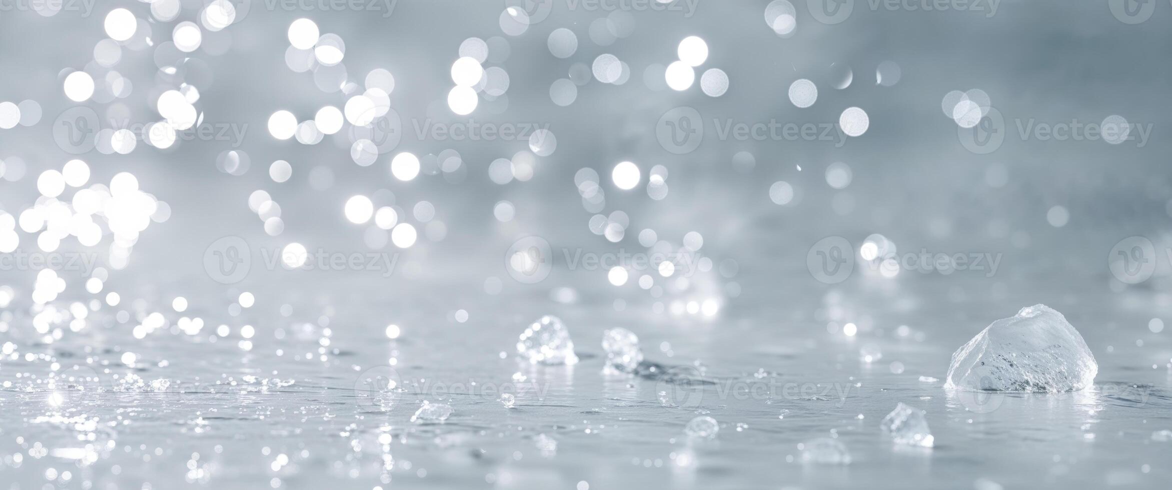 Raindrops on a surface with a white background photo